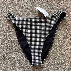 Abercrombie and Fitch Gingham Mid-Rise Moderate Bikini Bottom